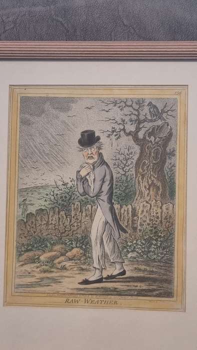 Raw Weather. Original Hand Coloured Copper Plate Eching. Gillray, James ( 1757-1815 )