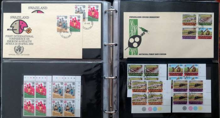 Swaziland 1980s Covers & Matching controls 50+ items in Binder album - see images