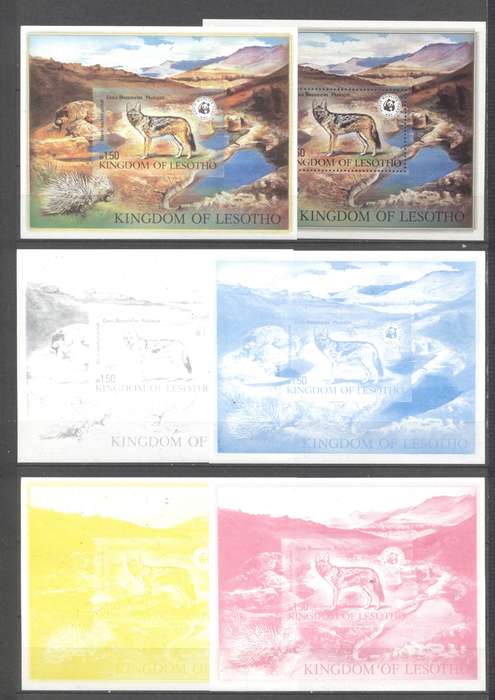 Lesotho WWF Jackal M/sheet Imperforated & color Seperation Imperf m/sheets - superb