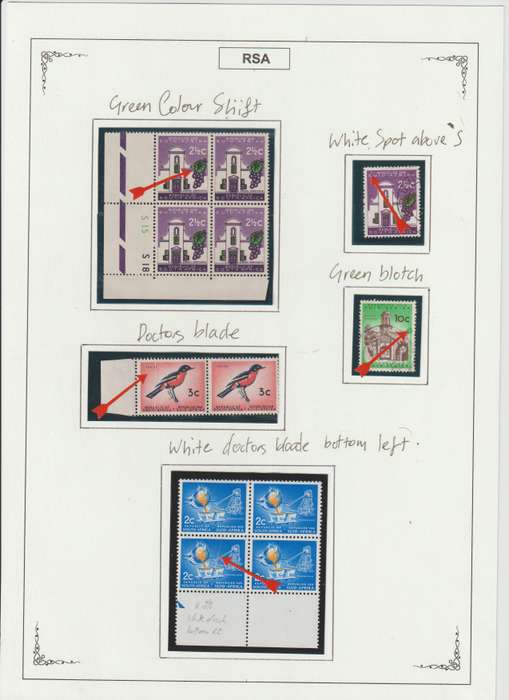 RSA 1961 - 1974 Singles, Control Blocks, Varieties, Printing errors. High CV. See Scans.