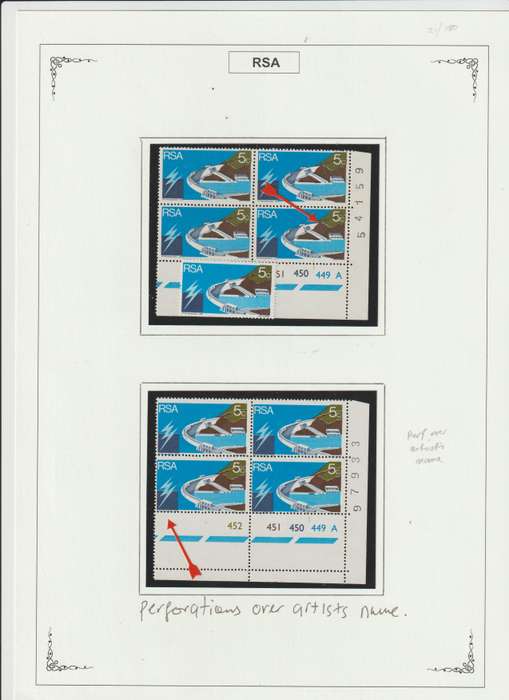 RSA 1961 - 1974 Singles, Control Blocks, Varieties, Printing errors. High CV. See Scans.