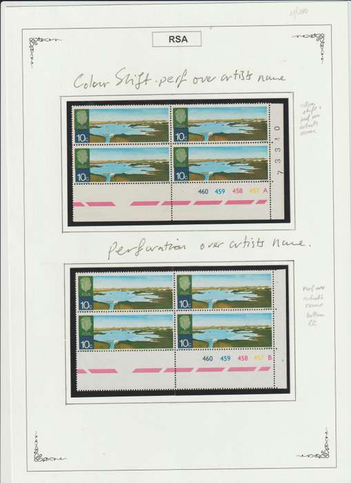RSA 1961 - 1974 Singles, Control Blocks, Varieties, Printing errors. High CV. See Scans.