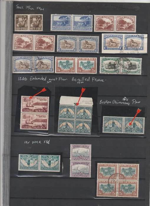 Union of South Africa 1910 - 1935 High CV Selection, Varieties **m, *m, *u. See Scans