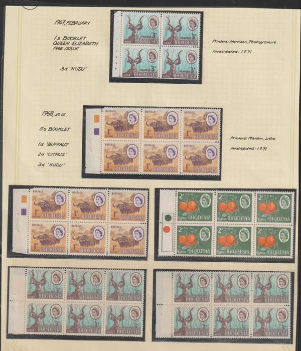 Rhodesia & Federation of Rhodesia & Nyasaland Stamp Booklets **m. High CV. See Scans.