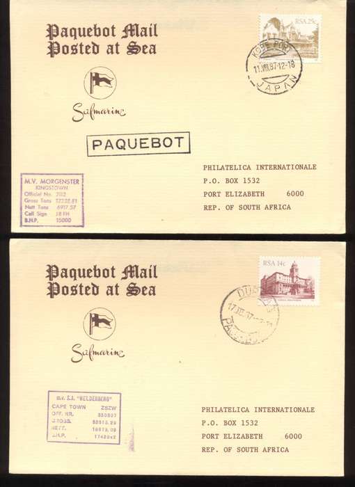 RSA 18 x Paquebot (Posted at sea) covers - different cancels - fresh condition