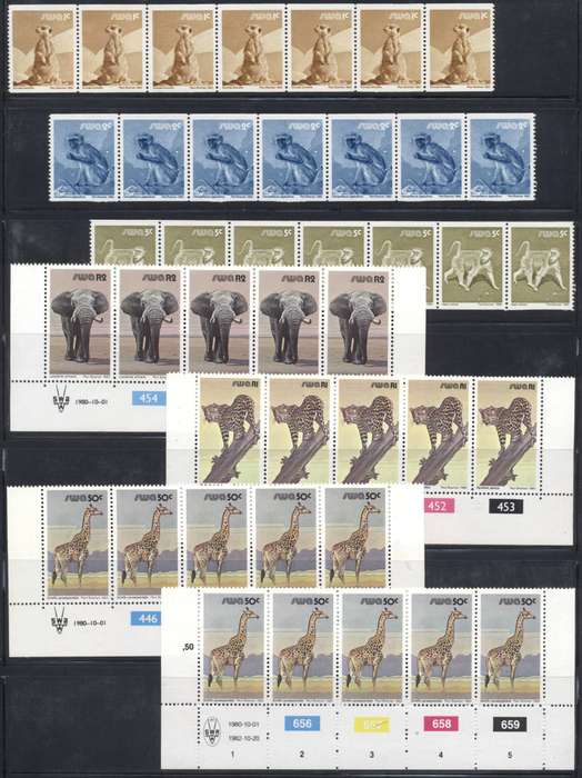 SWA Wildlife definitives lot 44 different control strips / blocks see 4 scans