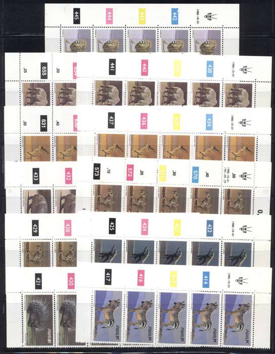 SWA Wildlife definitives lot 44 different control strips / blocks see 4 scans