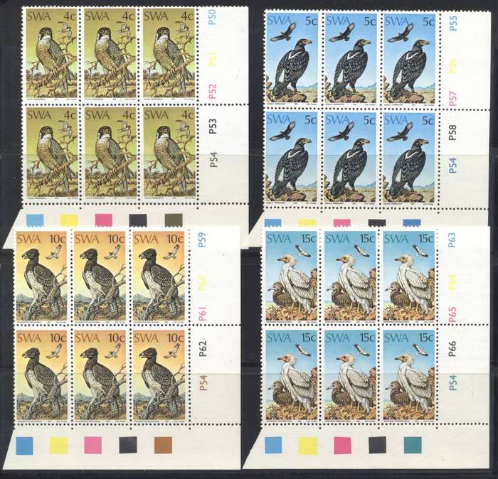 SWA 1975 - Birds Control blocks of 6 set of 4 - Good CV !