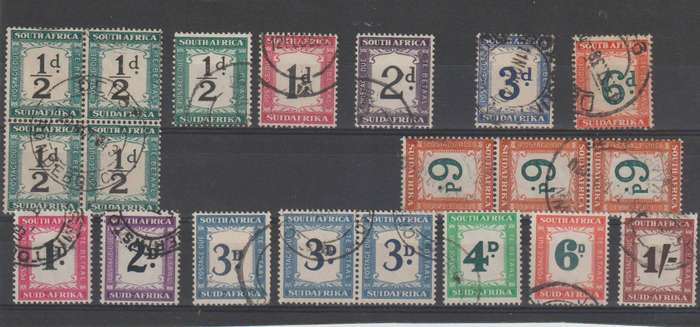 South Africa postage dues & Revenue stamp selection. * Used. See 2 scans