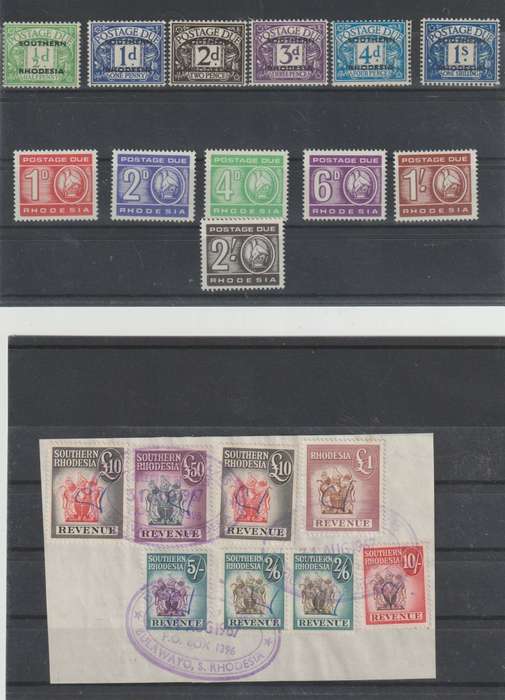 South Africa postage due & Revenue stamp selection. * Used. See Scan.
