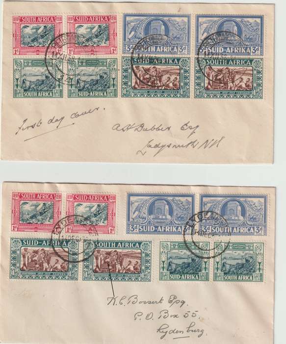 1937 -1939 South Africa covers. Missing hyphen variety on coronation cover. See Scans.