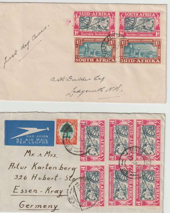 1937 -1939 South Africa covers. Missing hyphen variety on coronation cover. See Scans.