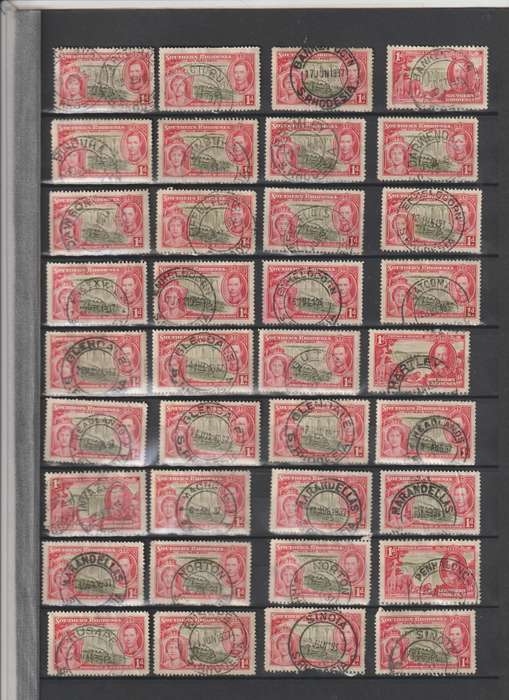 Southern Rhodesia 1937 1d Coronation post mark selection *U. See Scans.