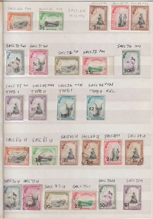 Swaziland 1961 QEII def surcharged with new currency diff Types  **m, *m, u High CV. See Scan.