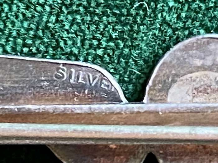 ROYAL AIR FORCE-SILVER (MARKED) AND ENAMEL ENGINEERS BADGE-MESS DRESS/TIE PIN