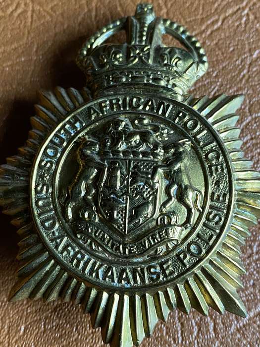 BRASS HELMET BADGE-S TYPE-WORN 1931-1952-3 LUGS-MEASURES 78X64 MM