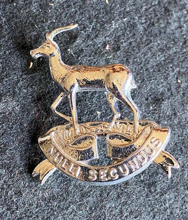 PRETORIA REGT. CHROME COLLAR BADGE-WORN POST 1976-PINS INTACT