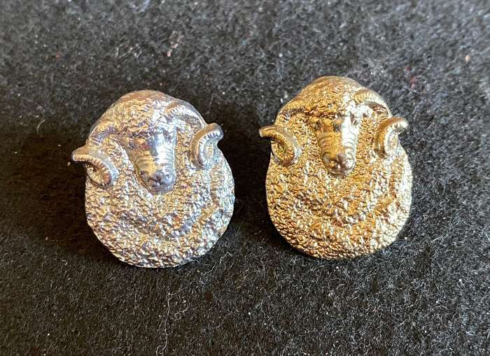 REGT. GROOT KAROO CHROMED COLLAR BADGE PAIR-WORN POST 1964-PINS COMPLETE