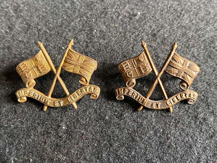 IMPERIAL LIGHT HORSE COLLAR BADGE PAIR-WORN 1939-45-LUGS INTACT