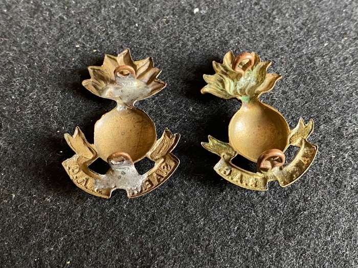 SA ENGINEERS COLLAR BADGE PAIR- 1922-26-LUGS COMPLETE