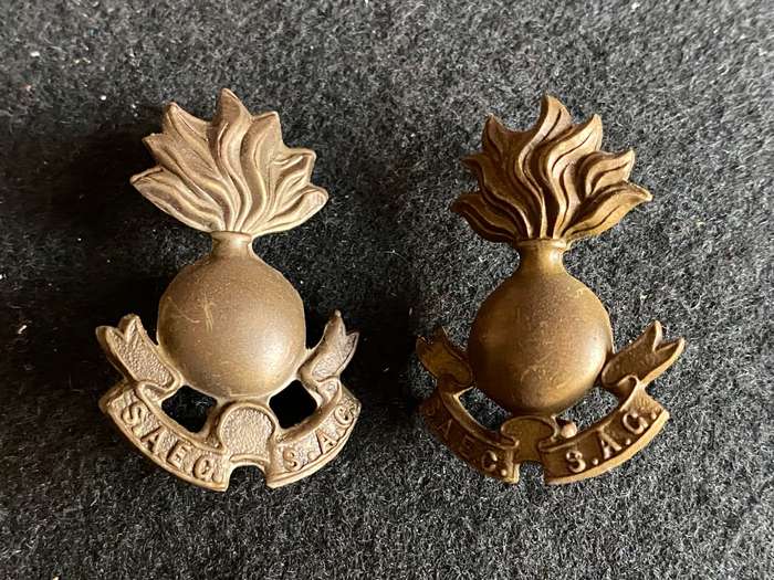 SA ENGINEERS COLLAR BADGE PAIR- 1922-26-LUGS COMPLETE