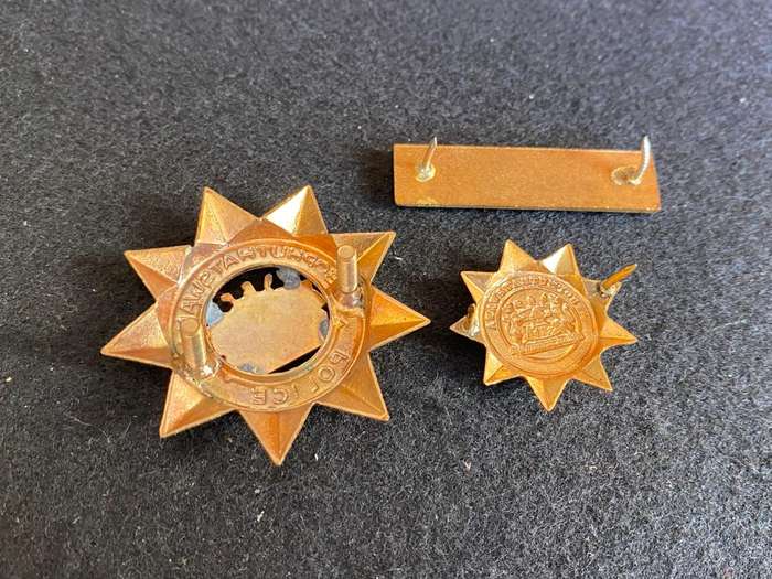 BOPHUTHATSWANA POLICE CAP COLLAR AND NAME TAG-PINS COMPLETE