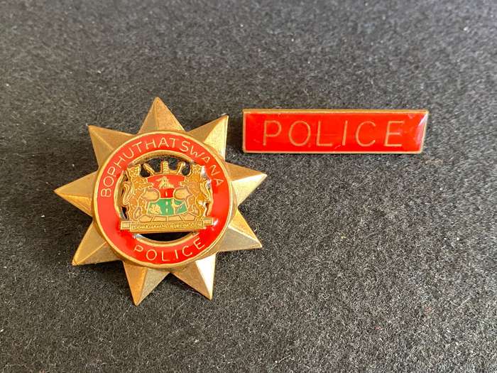 BOPHUTHATSWANA POLICE CAP AND NAME TAG -PINS COMPLETE