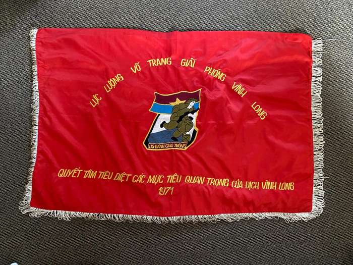 Original Vietnam Period-Victong Patriotic Banner-Measures 108x75cm.
