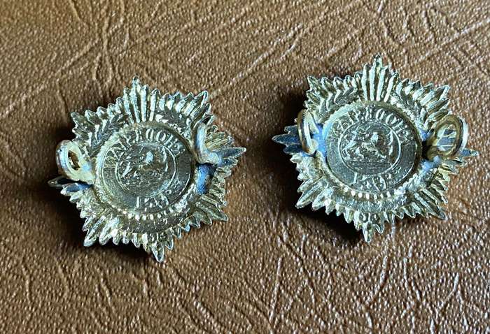 RHODESIA ARMY SERVICES CORPS COLLAR BADGE PAIR-ANODISED 1972-80
