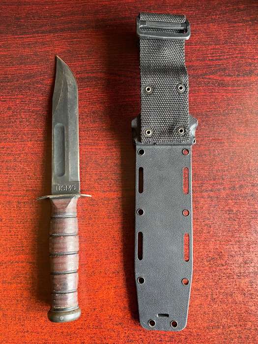 USA Marine Ka-Bar with Leather Grip - Overall Length 30.5cm - Blade Length 18cm - Blade Width 31mm