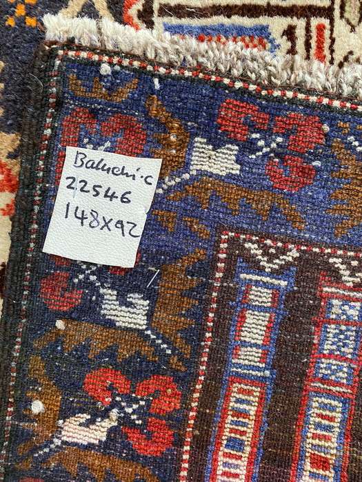 HAND KNOTTED BALUCHI PERSIAN CARPET-CONDITION UNUSED-MEASURES 148X92 CM