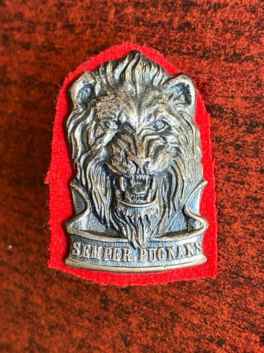 SWA REACTION FORCE,OXIDISED SILVER CAP BADGE -LUGS COMPLETE