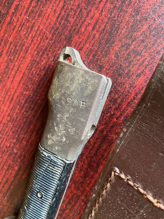 FN FAL TYPE A (1953) BAYONET-THE PRONGS ON THIS ONE WAS REMOVED-COMES WITH METAL SCABBARD AND LEATHE