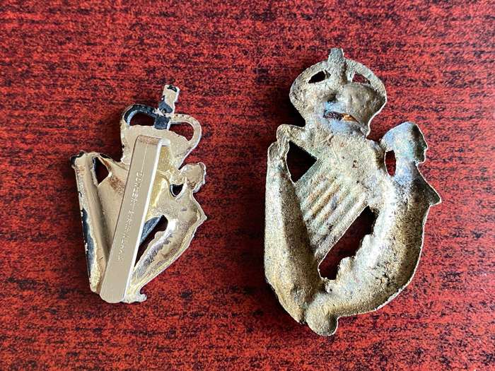 ROYAL IRISH REGT. AND ULSTER DEFENCE REGT. CAP BADGES