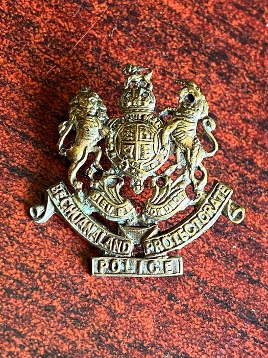 BECHUANALAND PROTECTORATE POLICE COLLAR BADGE- NO LUGS- WORN FROM 1934