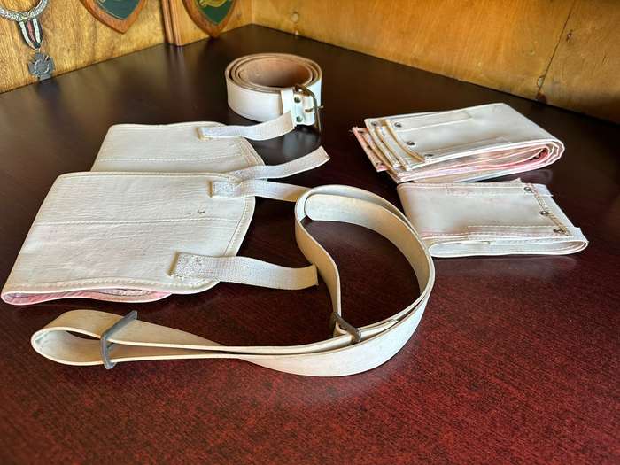 SADF SELECTION OF CREMONIAL BELTS AND LEGGING (4 PAIRS)