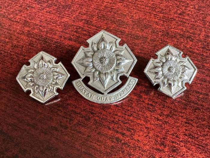 SA ARMY WOMEN'S COLLEGE,CHROMED CAP AND COLLARS-APPROVED IN 1978-LUGS + PINS INTACT