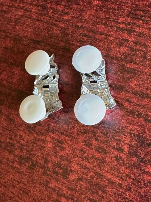 SA STAFF CORPS MESS DRESS COLLAR BADGE PAIR IN CHROME-WORN 1976-2003-PINS INTACT