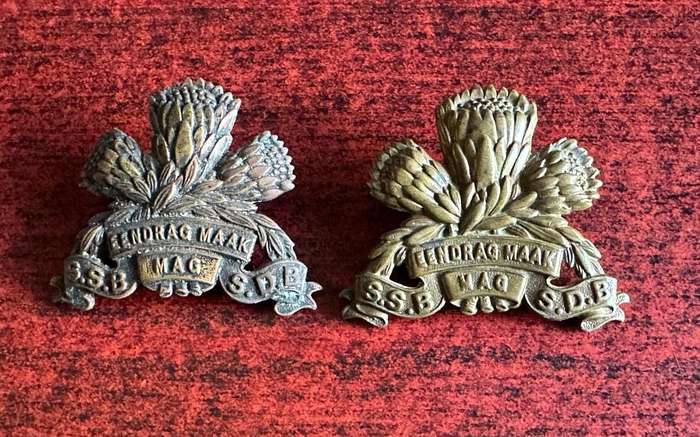 SPECIAL SERVICE BATTALION CAP BADGES- 2 SOLD TOGETHER-LUGS COMPLETE