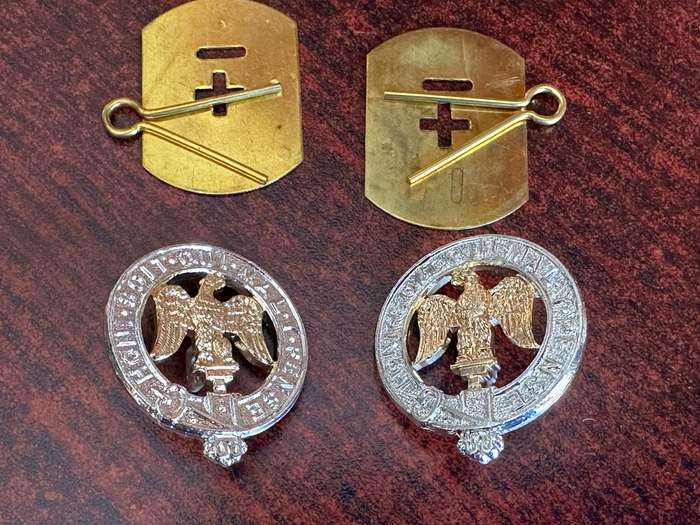 COLLAR BADGE PAIR OF THE ROYAL ANGLIAN REGT. (INF. REGT.) FORMED IN 1964-LUGS INTACT