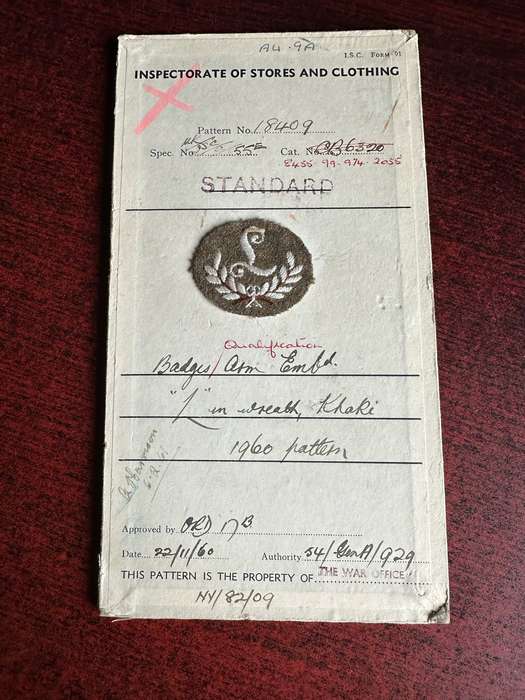 BRITISH PROFICIENCY BADGE-WITH ORIGINAL INSPECTION CARD