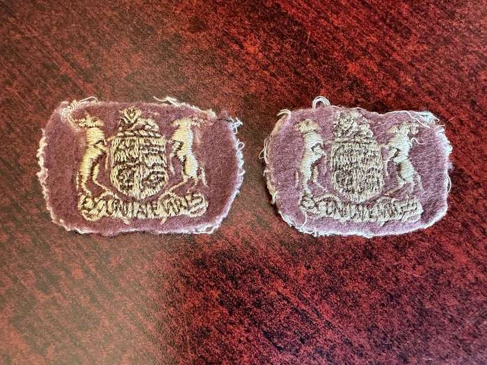 SA ARMY RANK BADGES FOR SERGEANT MAJOR CLASS 11-WHITE EMBROIDERED ,MAROON FELT