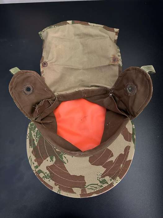 POLICE SPECIAL TASK FORCE FLAP CAP-2ND PATTERN CAMO-SIZE 52-GOOD CONDITION-PRESS STUDS NEEDS TO BE R
