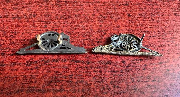 BRITISH SERGEANTS ARM BADGE-ROYAL ARTILLERY-LUGS ON ONE REPLACED
