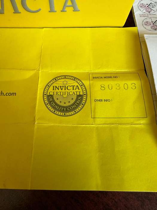 INVICTA MENS,SPECIALTY QUARTS CHRONOGRAPH,MODEL NO 80303-MODEL YEAR 2013-CASE METERIAL STAINLESS STE