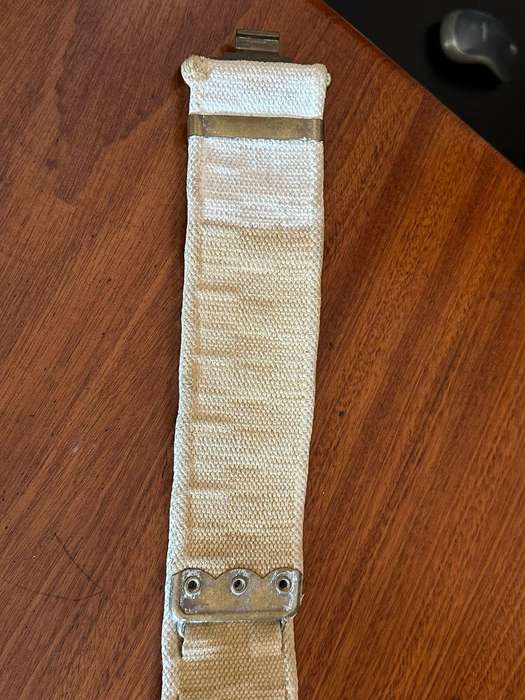 WW 2 webbing belt with brass fittings- extended length 132 cm.