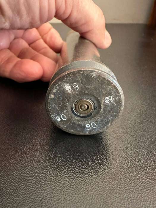 30 mm. Round. Deactivated. Height 20 cm.