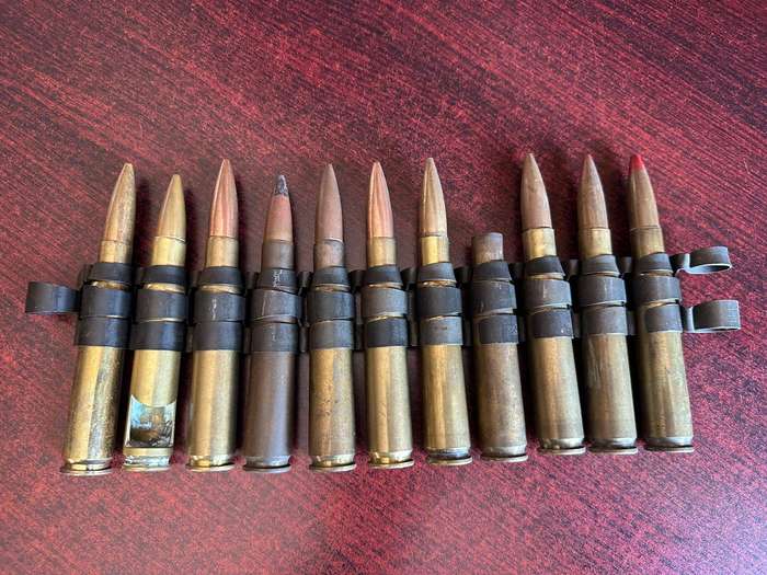 12,7 mm. or .5 Cal. machine gun belt with disintegrating links deactivated.