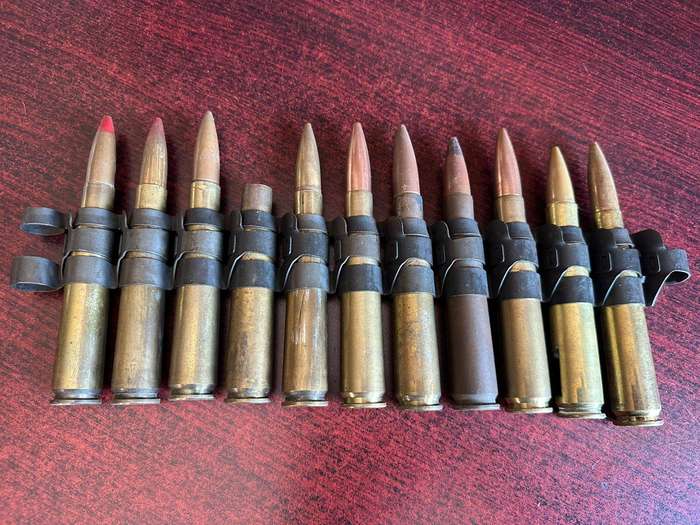 12,7 mm. or .5 Cal. machine gun belt with disintegrating links deactivated.