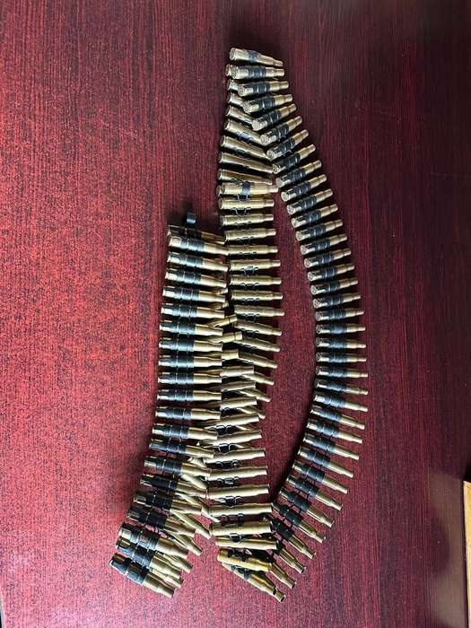 Spent machine gun belt. Total length 1,920 meter. This is in a good condition with no rust.